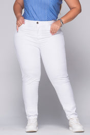 Jean Tiro Alto Skinny Color Blanco Marca Trucco's Plus Size
