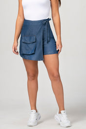 Falda Short Cargo En Tencel Marca Trucco's