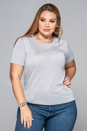 Camiseta Básica Cuello Redondo Color Gris, Dorado Y Salmón Marca Trucco's Plus Size