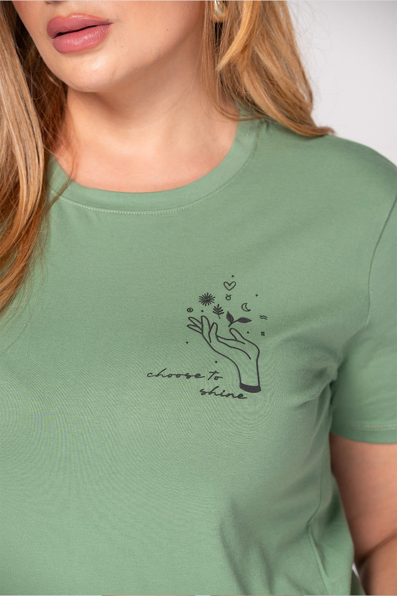 Camiseta Básica con Estampado Punto Corazón Marca Trucco´s Plus Size