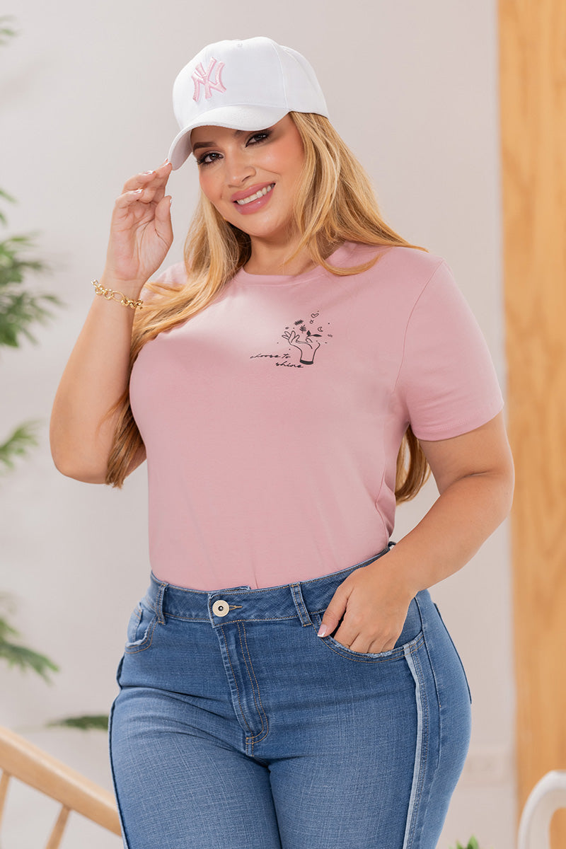 Camiseta Básica con Estampado Punto Corazón Marca Trucco´s Plus Size