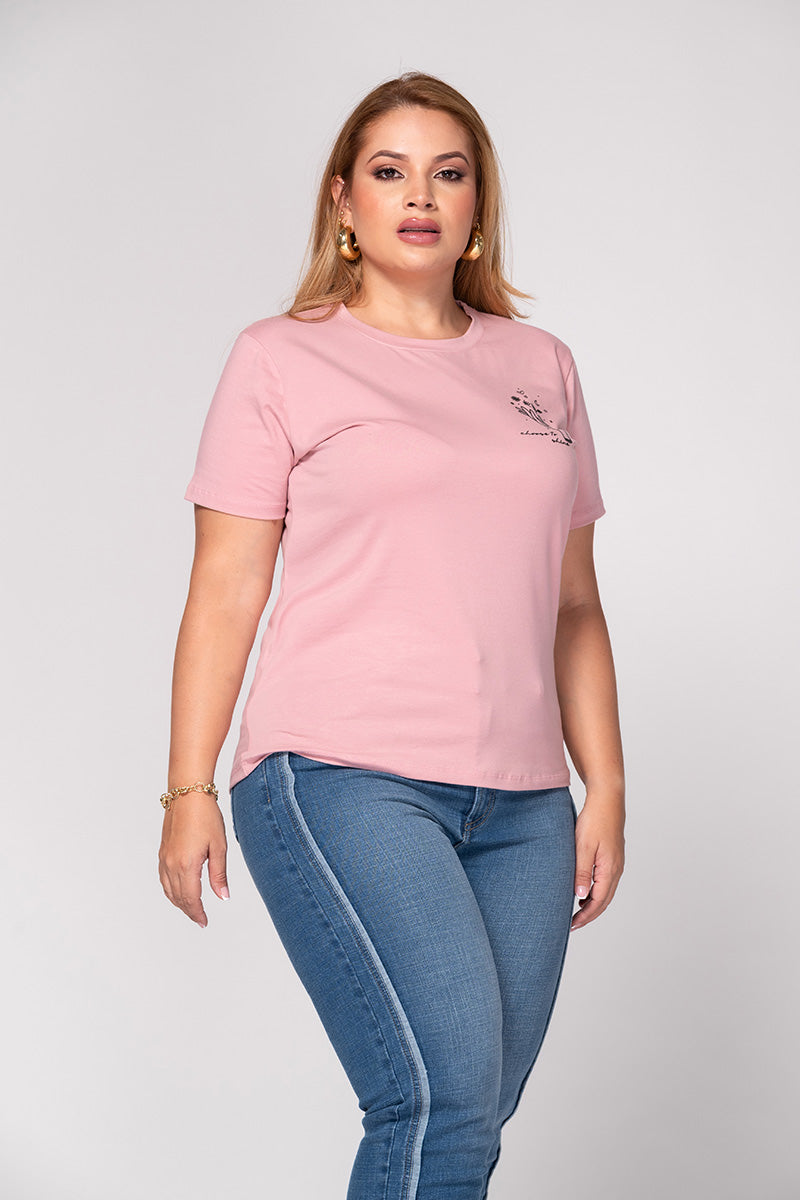 Camiseta Básica con Estampado Punto Corazón Marca Trucco´s Plus Size