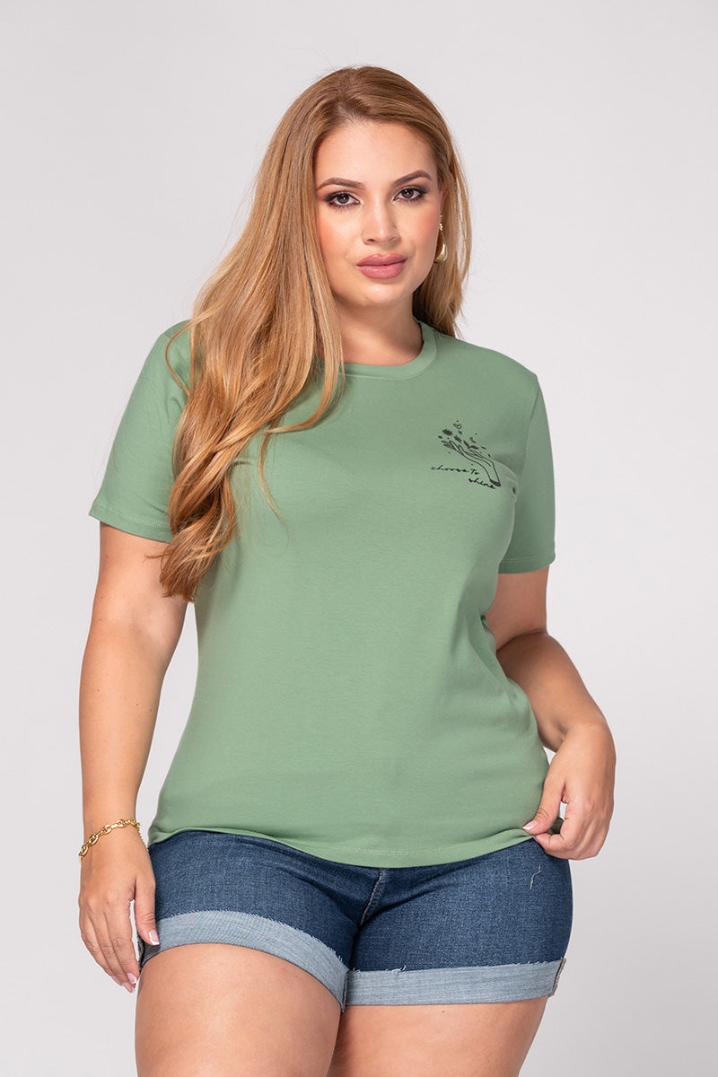 Camiseta Básica con Estampado Punto Corazón Marca Trucco´s Plus Size