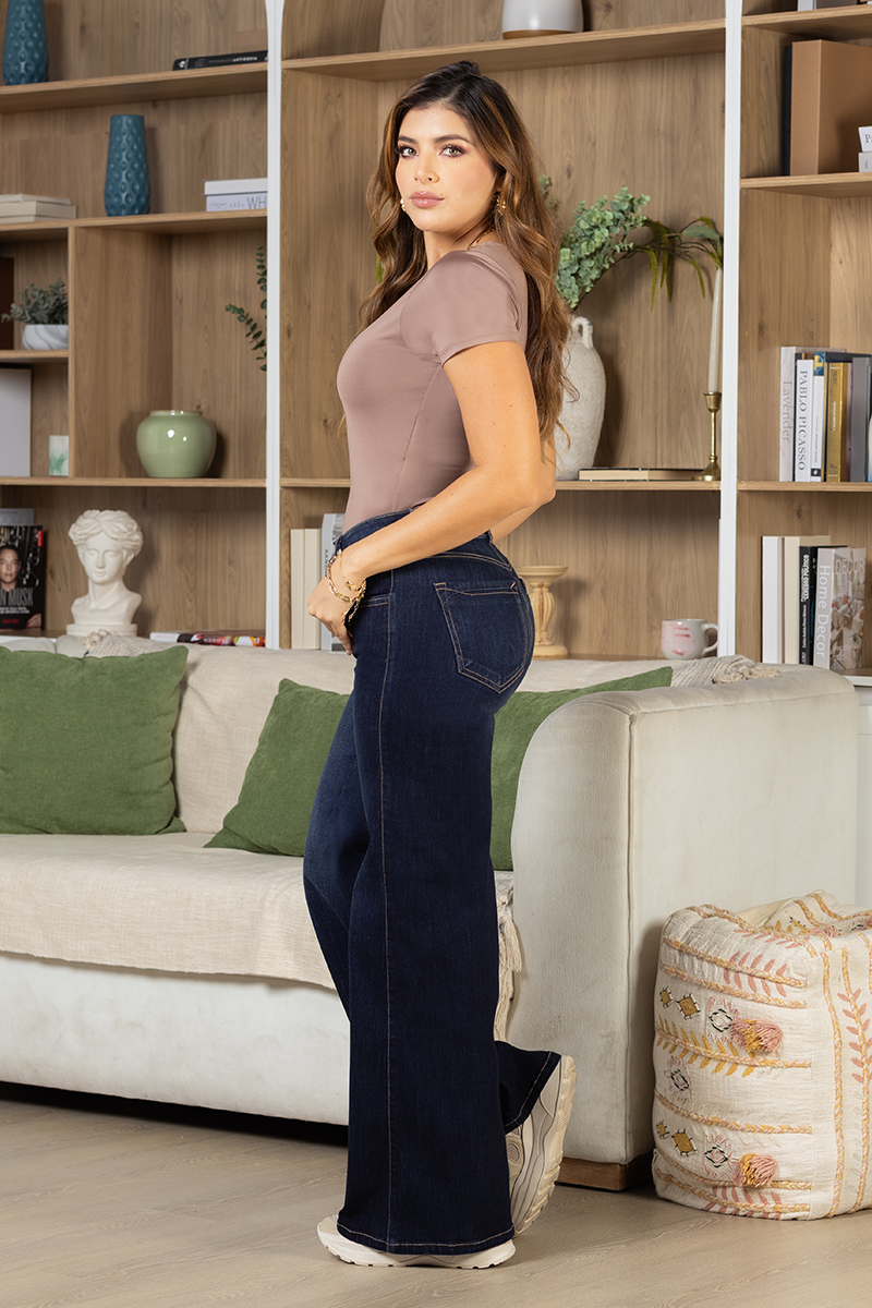 Jean Palazzo Mujer Cintura Alta Corte Fluido Estilo Chic Marca Trucco´s