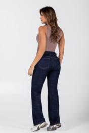 Jean Bota Recta Tiro Alto Denim Stretch Elegante Marca Trucco´s