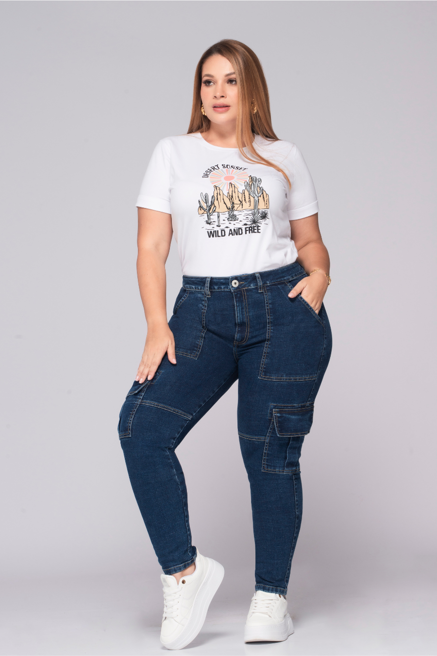 Jean Skinny Tipo Cargo 6 Bolsillos Marca Trucco´s Plus Size