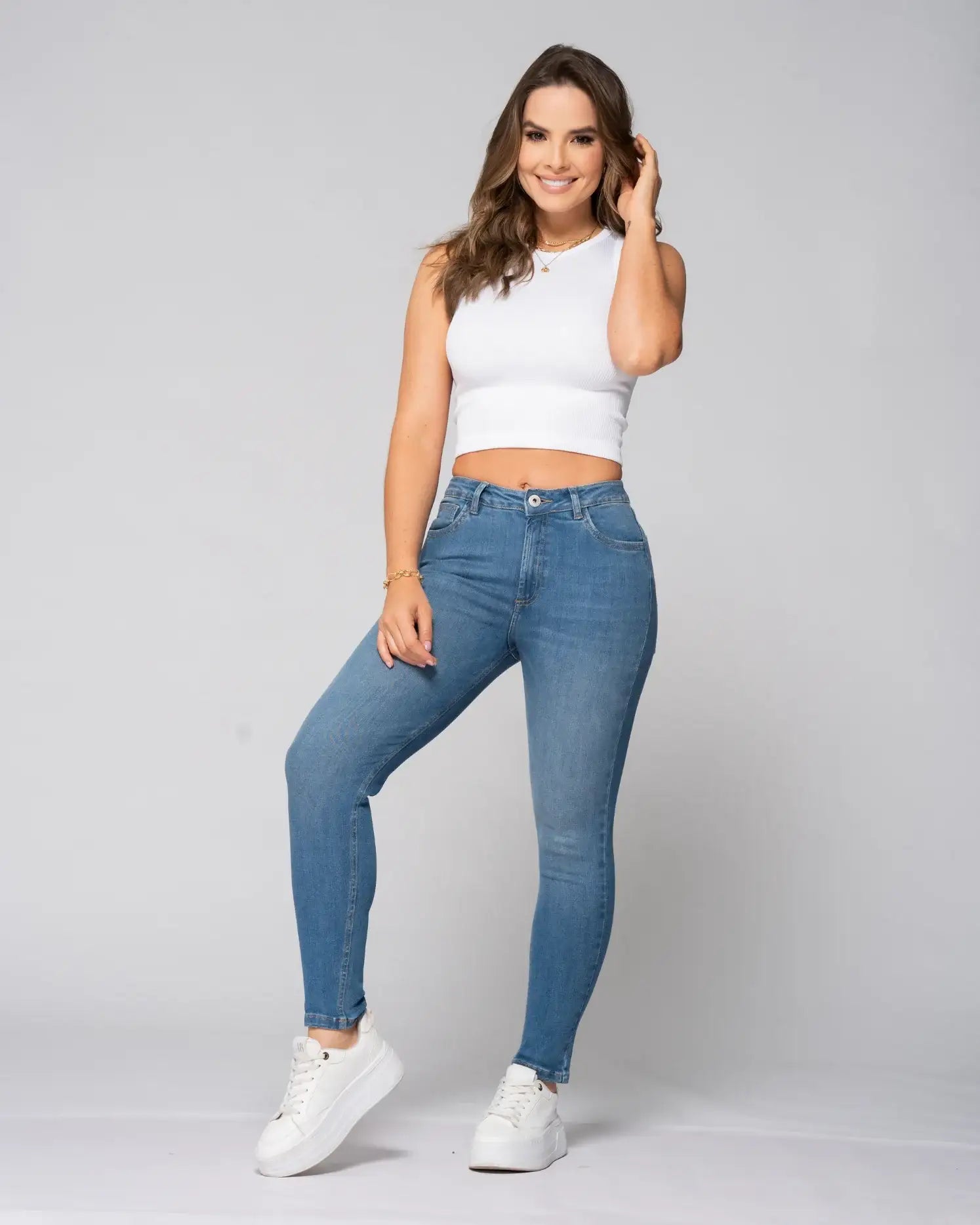 Truco Trucco Tiendas Jean Skinny Tiro Alto Talla única Exclusivo