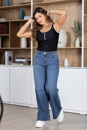 Jean Wide Leg Mujer Tiro Alto Estilo Casual Marca Trucco´s