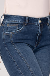 Jean Tipo Capri Skinny Tiro Alto Azul Oscuro Marca Trucco´s