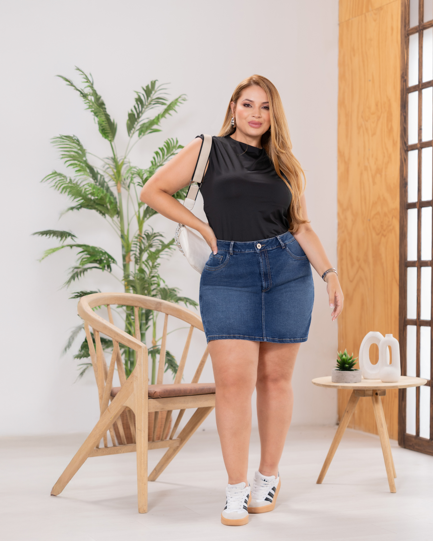 Falda Short Clásica Tiro Alto Marca Trucco´s Plus Size
