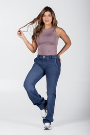 Jean Bota Recta Mujer Denim Casual Marca Trucco´s