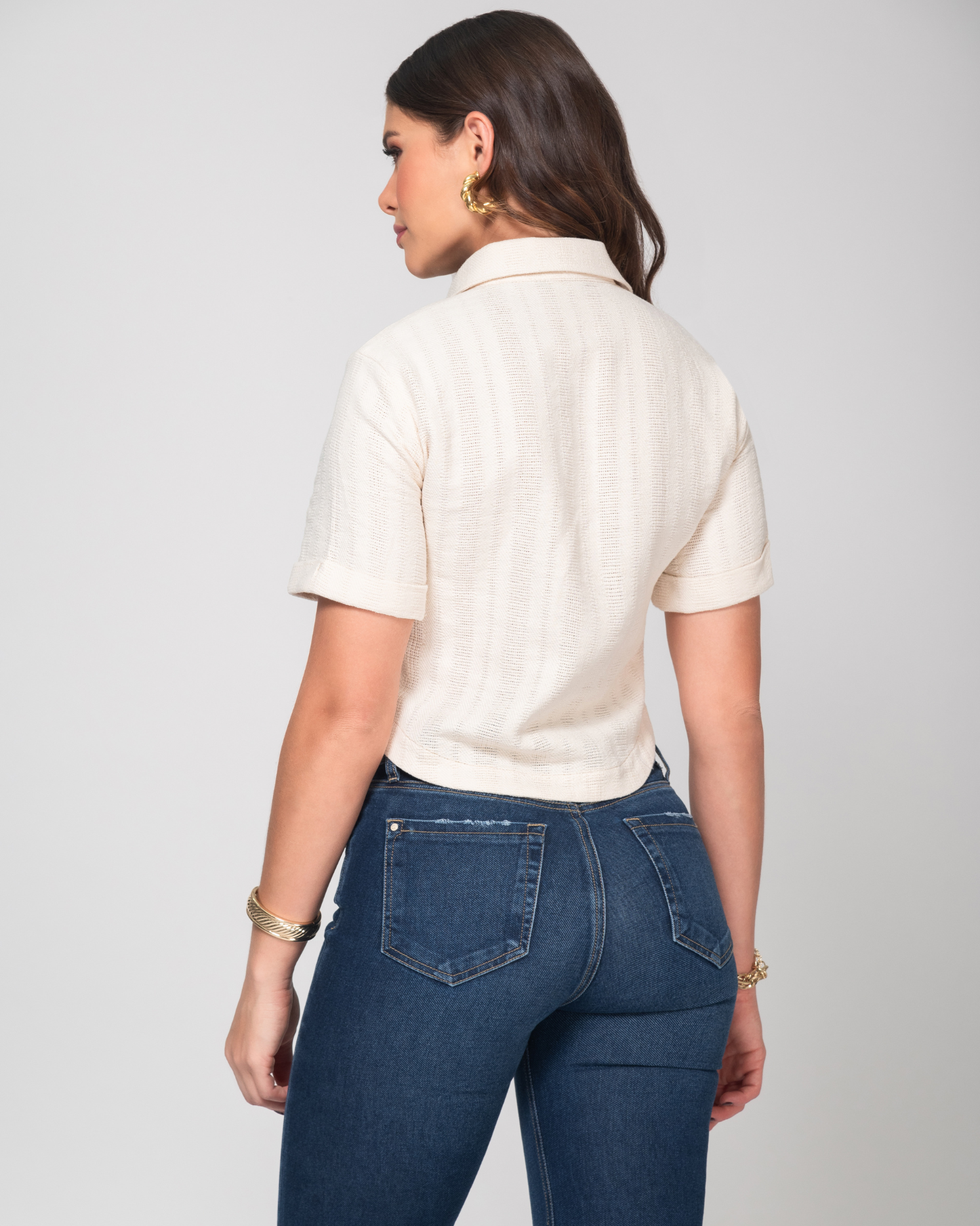 Camisa Corta Tela con Textura Manga Corta Marca Trucco´s
