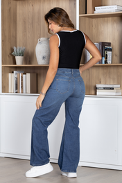 Jean Wide Leg Mujer Tiro Alto Estilo Casual Marca Trucco´s
