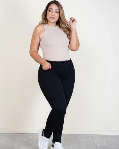Jean Skinny Tiro Alto Talla única Negro Exclusivo Marca Trucco´s - 10