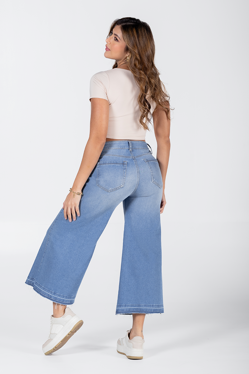 Jean Palazzo Tiro Alto en Denim Marca Trucco´s