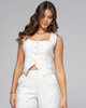 Set 2 Piezas Bordado Pantalón Wide Leg Chaleco Corto Marca Trucco´s