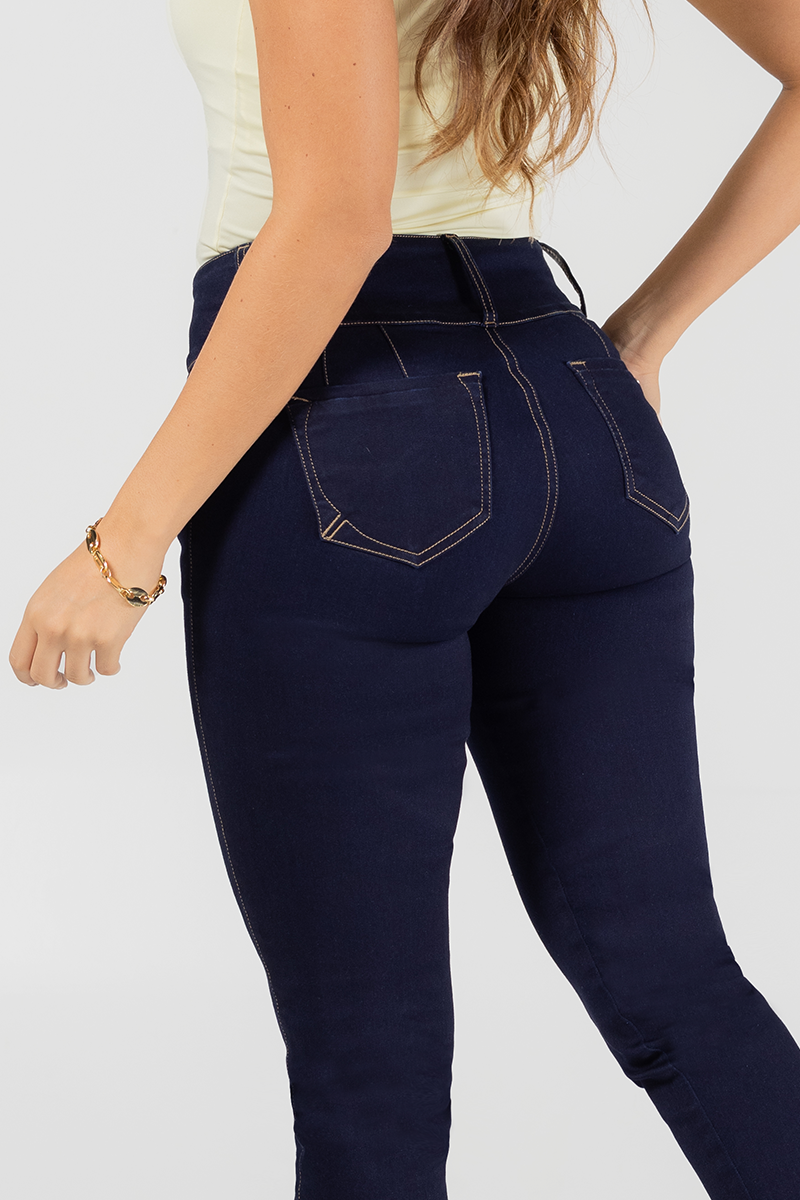 Jean Skinny Cintura Alta Ajustado Stretch Azul Oscuro Marca Trucco´s