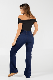 Jean Semicampana Cintura Alta Fit Chic Azul Oscuro Marca Trucco´s