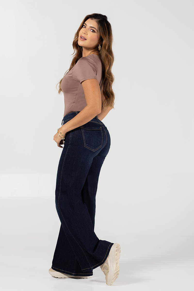 Jean Palazzo Mujer Cintura Alta Corte Fluido Estilo Chic Marca Trucco´s