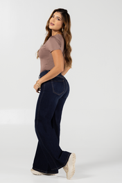 Jean Palazzo Mujer Cintura Alta Corte Fluido Estilo Chic Marca Trucco´s