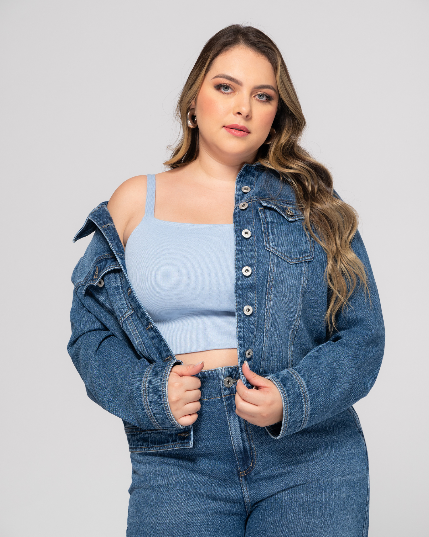 Chaqueta Denim Elemental Efecto Degradé Marca Trucco´s Plus Size