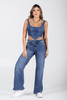 Jean Wide Leg Tiro Alto Denim Marca Trucco´s