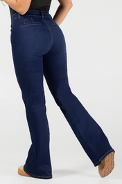 Jean Semicampana Cintura Alta Fit Chic Azul Oscuro Marca Trucco´s