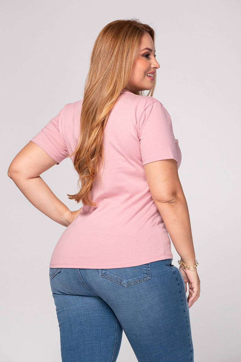 Camiseta Básica con Estampado Punto Corazón Marca Trucco´s Plus Size