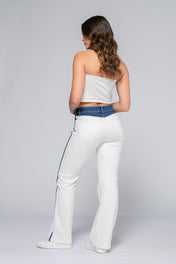 Jean Bota Recta Blanco con Detalles Laterales en Contraste Marca Trucco´s