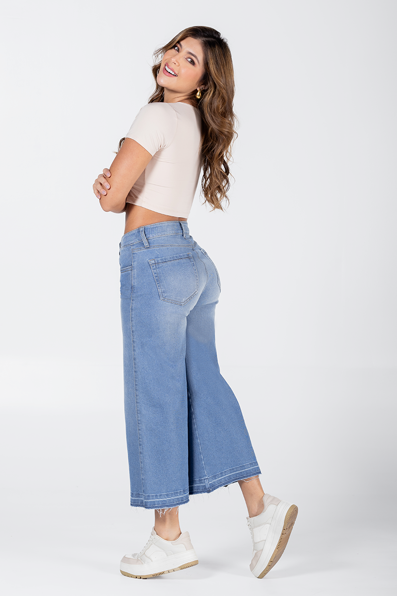 Jean Palazzo Tiro Alto en Denim Marca Trucco´s