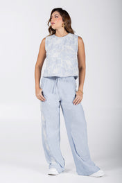 Set Pantalón 2 Piezas Sofisticado Cintura Alta Marca Trucco´s