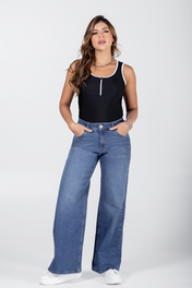 Jean Wide Leg Mujer Tiro Alto Estilo Casual Marca Trucco´s