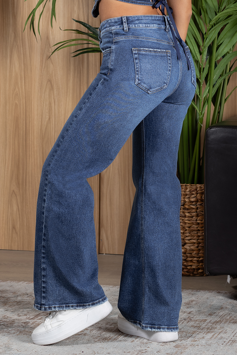 Jean Wide Leg Tiro Alto Denim Marca Trucco´s