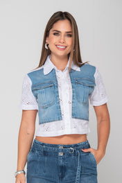 Camisa Manga Corta Cropped en Algodón Marca Trucco´s