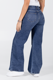 Jean Wide Leg Mujer Tiro Alto Denim Azul Casual Chic Marca Trucco´s