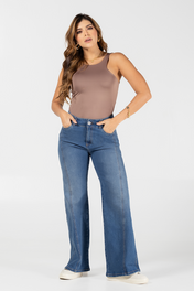Jean Wide Leg Mujer Tiro Alto Denim Marca Trucco´s