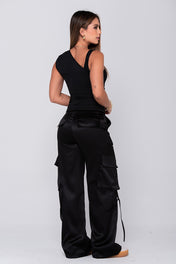 Pantalón cargo femenino tiro alto ajuste slim estilo urbano Marca Trucco´s