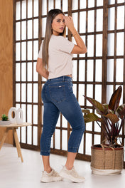 Jean Tipo Capri Skinny Tiro Alto Azul Oscuro Marca Trucco´s