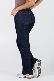 Jean Bota Recta Tiro Alto Denim Stretch Elegante Marca Trucco´s