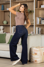 Jean Palazzo Mujer Cintura Alta Corte Fluido Estilo Chic Marca Trucco´s