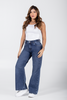 Jean Wide Leg Mujer Tiro Alto Denim Azul Casual Chic Marca Trucco´s