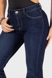 Jean Bota Recta Tiro Alto Slim Denim Azul Oscuro Marca Trucco´s
