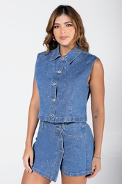 Falda Short Denim Cintura Alta Chic Casual Marca Trucco´s