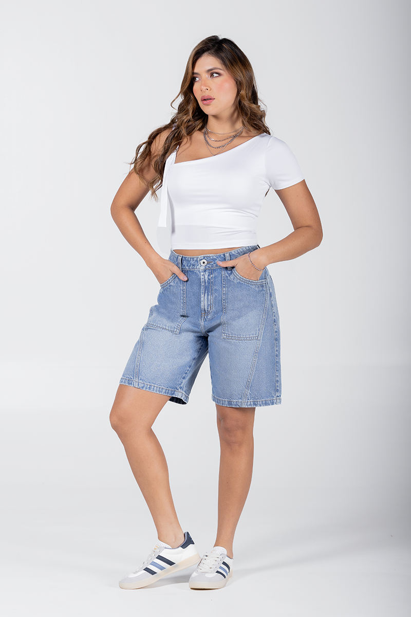 Bermuda Tiro Alto Sastre Chic Marca Trucco´s