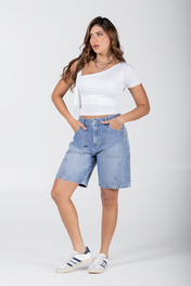 Bermuda Tiro Alto Sastre Chic Marca Trucco´s