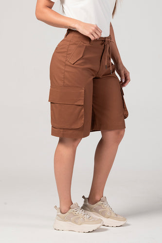 Bermuda Cargo Mujer Cintura Alta Estilo Urbano Chic Marca Trucco´s - 7
