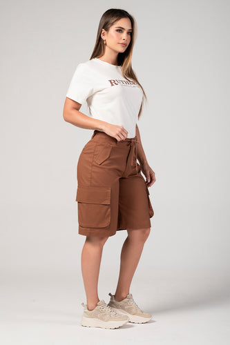 Bermuda Cargo Mujer Cintura Alta Estilo Urbano Chic Marca Trucco´s - 5