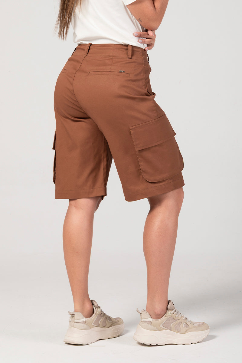 Bermuda Cargo Mujer Cintura Alta Estilo Urbano Chic Marca Trucco´s