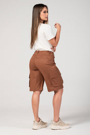 Bermuda Cargo Mujer Cintura Alta Estilo Urbano Chic Marca Trucco´s