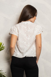 Blusa Crop Bordada con Amarre Frontal Marca Trucco´s